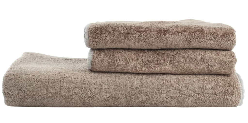 Stack of brown bamboo towels