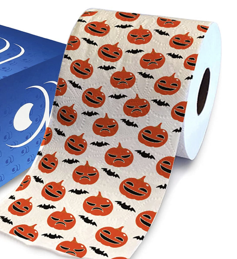 Halloween print toilet paper. 
