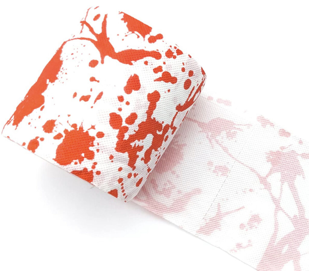 Blood splatter pattern toilet paper. 
