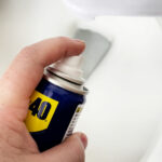 WD40 sprayed on a toilet.