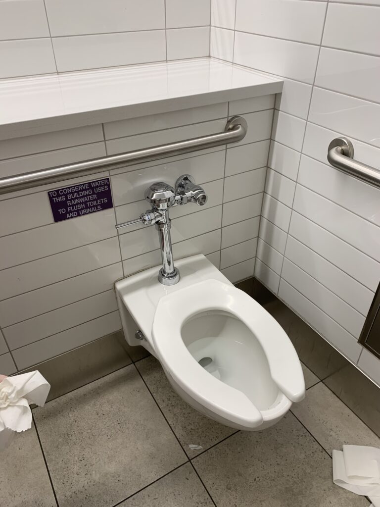 Dirty public bathroom.